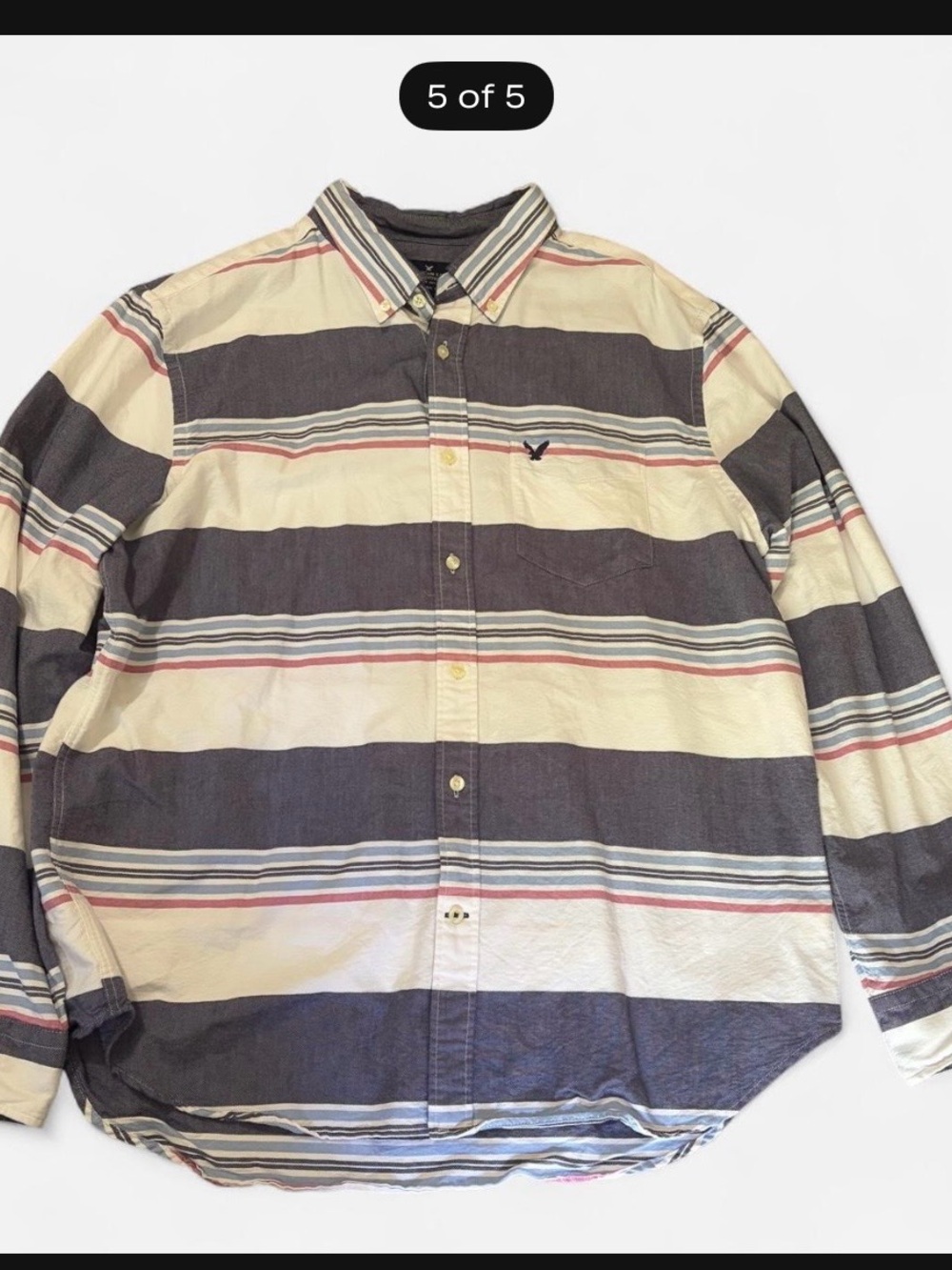 American Eagle button down White and blue